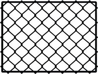 Fototapeta premium Chain link net silhouette, Decorative fence wire mesh isolated silhouette. vector illustration
