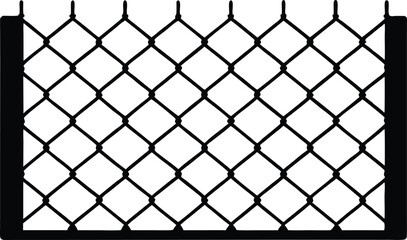 Fototapeta premium Chain link net silhouette, Decorative fence wire mesh isolated silhouette. vector illustration