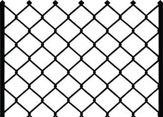 Fototapeta premium Chain link net silhouette, Decorative fence wire mesh isolated silhouette. vector illustration