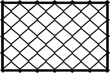 Fototapeta premium Chain link net silhouette, Decorative fence wire mesh isolated silhouette. vector illustration