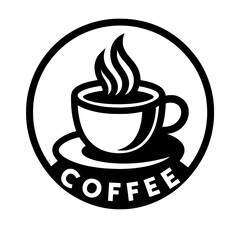 Obraz premium Minimalist Black and White Coffee Cup Vector Logo