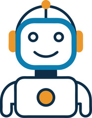 Friendly AI Robot with Smile Face outline