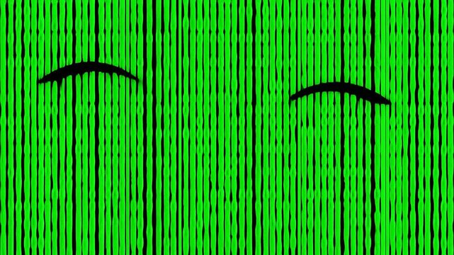 Abstract Green Code Stream with Eye-like Shapes