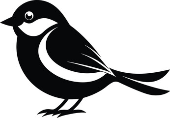 Chickadee icon silhouette vector, Chickadee line art silhouette, Chickadee vector silhouette design.