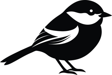 Chickadee icon silhouette vector, Chickadee line art silhouette, Chickadee vector silhouette design.