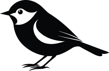 Chickadee icon silhouette vector, Chickadee line art silhouette, Chickadee vector silhouette design.