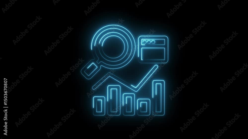 Poster neon data analytics dashboard search engine optimization performance charts business growth