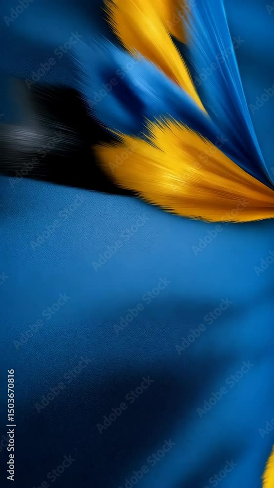 Poster abstract background with flowing shapes of yellow, blue and black, creating dynamic and colorful pat