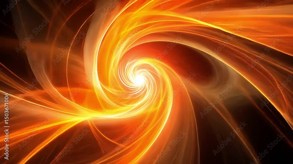Poster vibrant abstract patterns of orange and yellow swirl in cosmic vortex, evoking energy and movement t