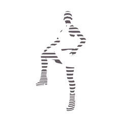 Silhouette of standing young woman represented in stripes