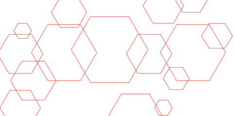 Abstract white background with red hexagons seamless pattern and geometric in vector design. Futuristic blue neon honeycombs. Modern technology design .Minimal style website banner, decoration .
