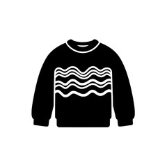 Sweater with Wavy Chest Pattern Icon Representing Cold Weather Clothing and Comfort