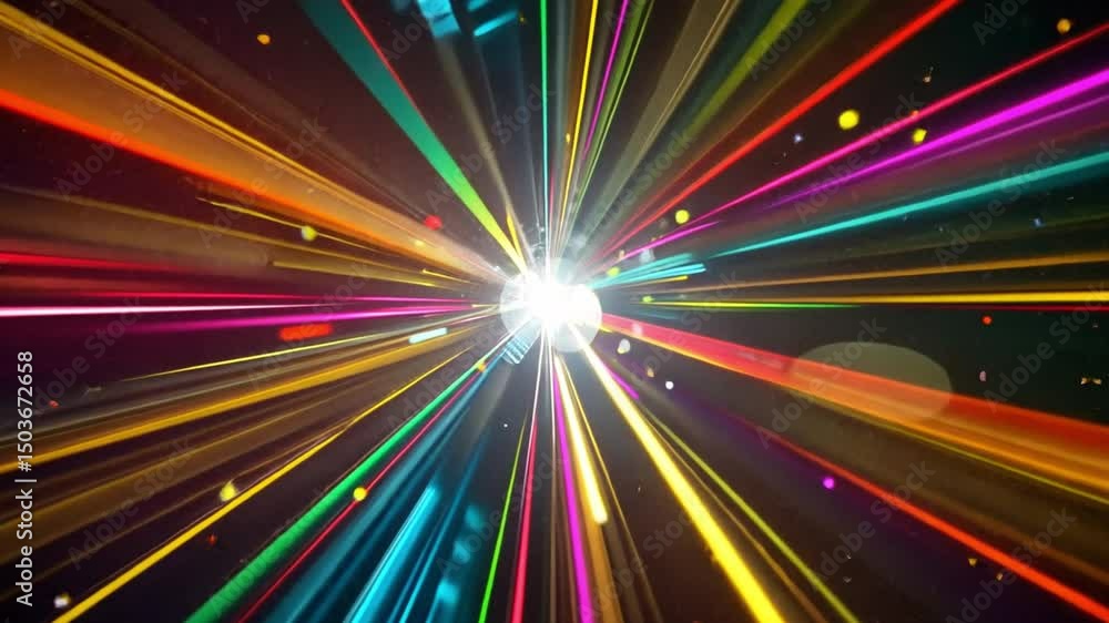 Poster vibrant and dynamic visual effect of colorful light rays an abstract journey of movement, energy, an