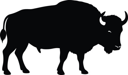 Bison buffalo vector silhouette, bison icon vector silhouette illustration