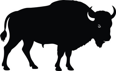 Bison buffalo vector silhouette, bison icon vector silhouette illustration