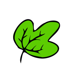 Cute Tiny Leaf. Small rounded leaf with soft lines and vibrant green color.