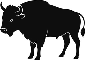 Bison buffalo vector silhouette, bison icon vector silhouette illustration