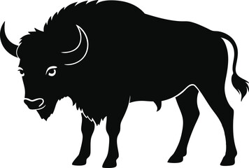 Bison buffalo vector silhouette, bison icon vector silhouette illustration