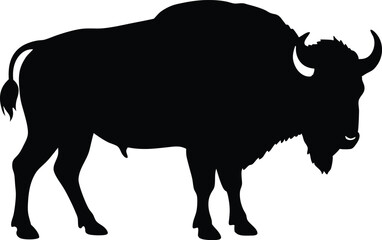 Bison buffalo vector silhouette, bison icon vector silhouette illustration