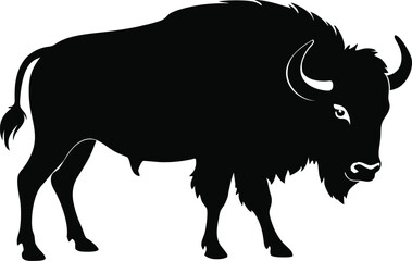 Bison buffalo vector silhouette, bison icon vector silhouette illustration