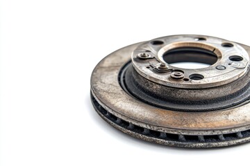 Close-up of a used vehicle brake disc.