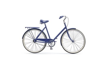 Fototapeta premium Blue bicycle, vintage design, clean white background, simple transport.