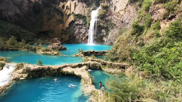 Beautiful El Salto del Meco waterfall, Huasteca Potosina, San Luis Potosi, Mexico