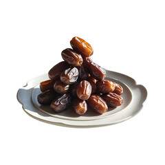 Fototapeta premium Dates Fruit Stacked on a White Plate for Healthy Eating