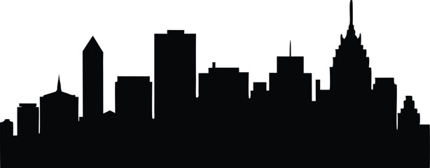 Fototapeta premium The Boston City Skyline Silhouette Vector, City Buildings Silhouette Vector illustration