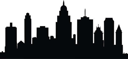 Boston City skyline silhouette vector illustration, new york city skyline vector design
