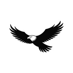 Fototapeta premium Majestic linocut eagle flying black silhouette