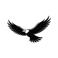 Majestic linocut eagle flying black silhouette

