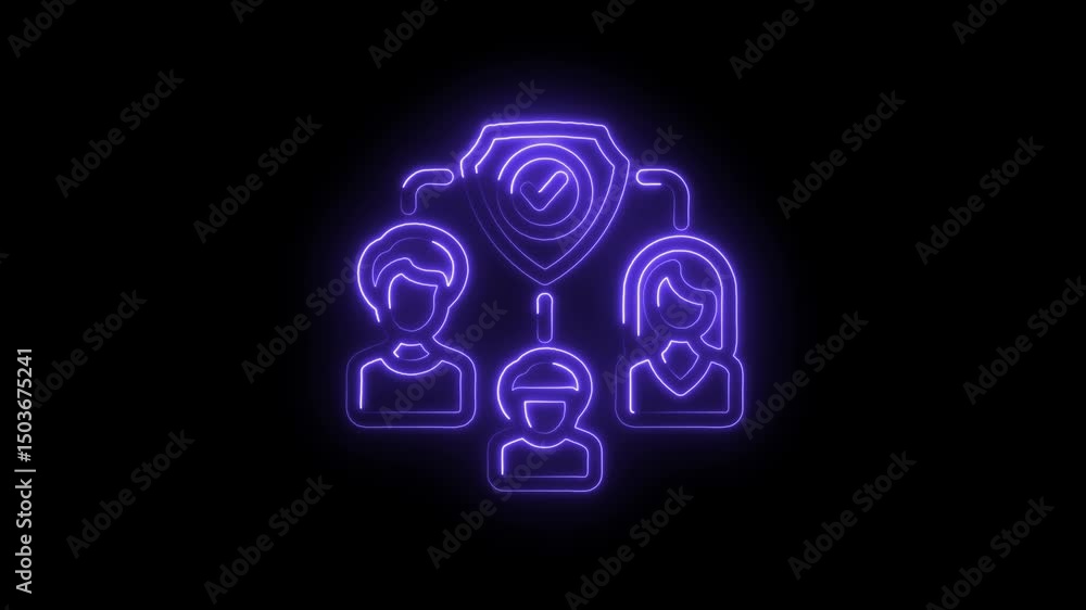 Poster secure data transfer with neon network connecting people for information transmission and security