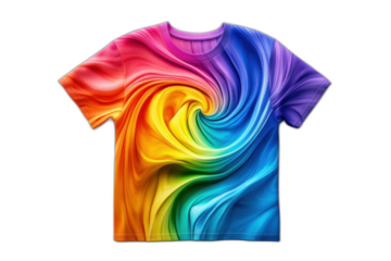 Rainbow swirl graphic t-shirt design isolated on transparent background.
