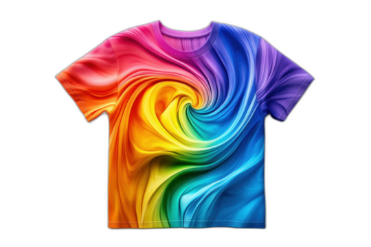 Rainbow swirl graphic t-shirt design isolated on transparent background.