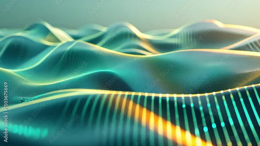 Aufkleber abstract digital waves showcase mesmerizing visual effects with vibrant colors and smooth curves, ev