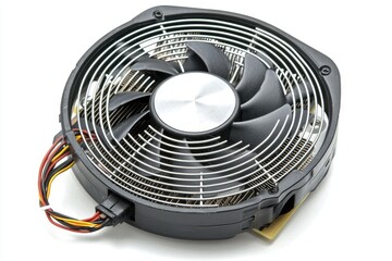 Close-up of a computer cooling fan.