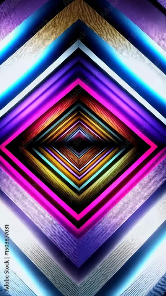 Poster abstract colorful diamond tunnel with geometric shapes and vibrant gradients creating a mesmerizing 
