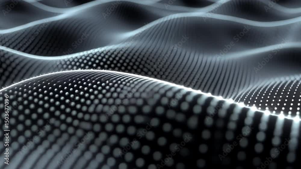 Poster mesmerizing monochrome abstract waves dots create depth and movement in textured pattern of light an