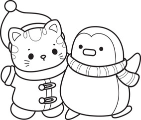 Lineart of a bunch of cute cat with various activities.
Outline ofkKawaii animal kitty for scrapbook and sticker.