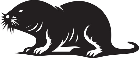Naklejka premium black and white rat mouse, rat mouse silhouette vector icon, mouse logo vector