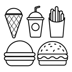 Fast Food Line Art Icons