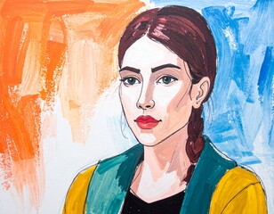 a modern, semi-realistic portrait in a style blending Franco-Belgian