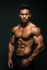 Fototapeta premium handsome muscular man posing in studio