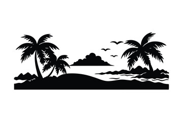 palm trees on the beach vector