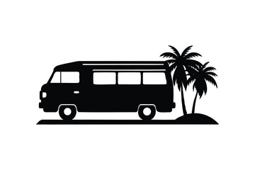 Beach Van silhouette on white background