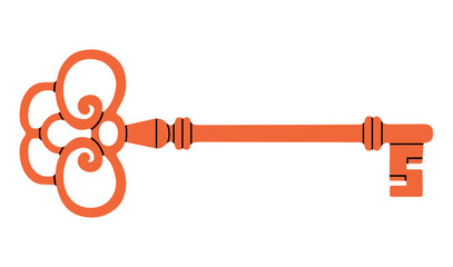 Vector illustration with an intricately designed antique key. Ideal for interior design concepts, event invitations, logo creations, travel brochures, treasure hunt games etc. Classic design.