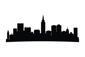 Boston City Skyline silhouette on white background