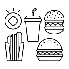 Set of Fast Food Outline Icons