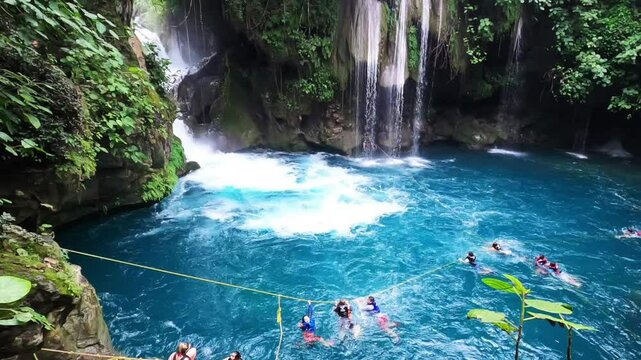 The beautiful Puente de Dios waterfall and cenote, Tamasopo, San Luis Potosi, Mexico